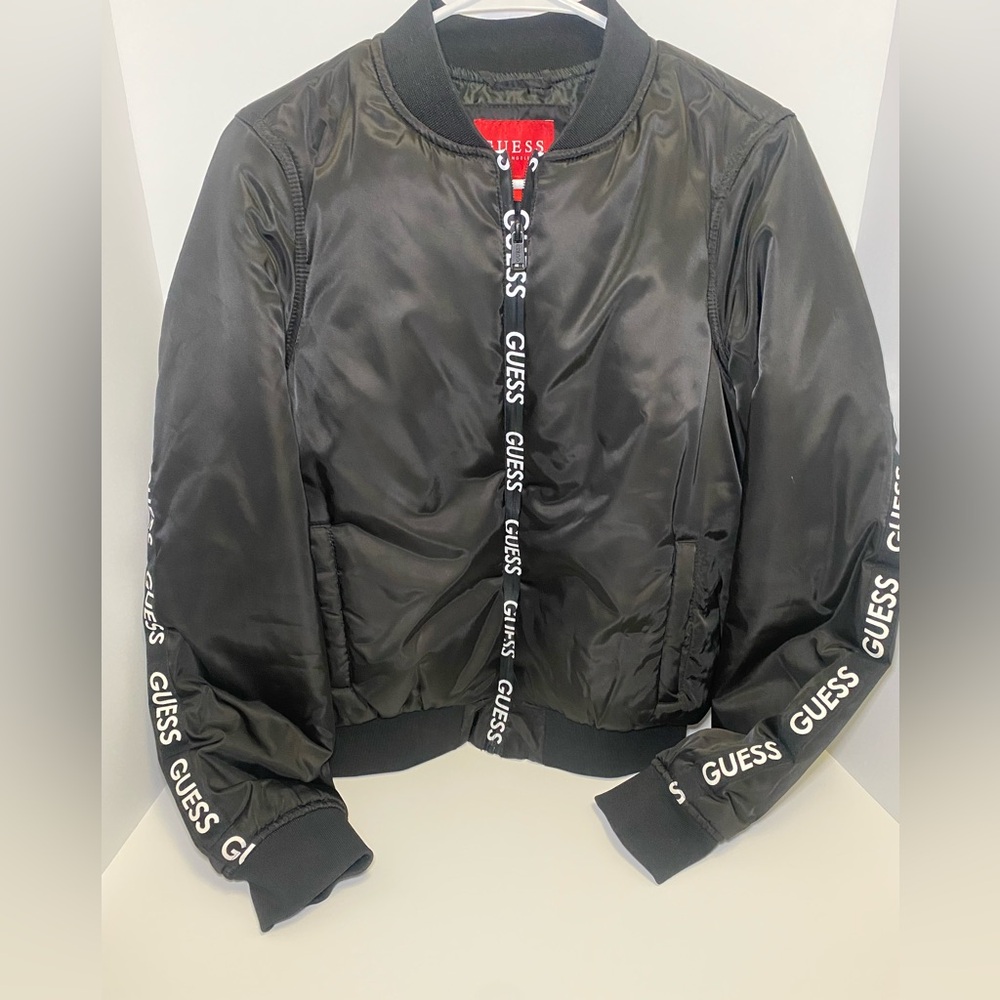 GUESS Women's Sleek Black Bomber Jacket